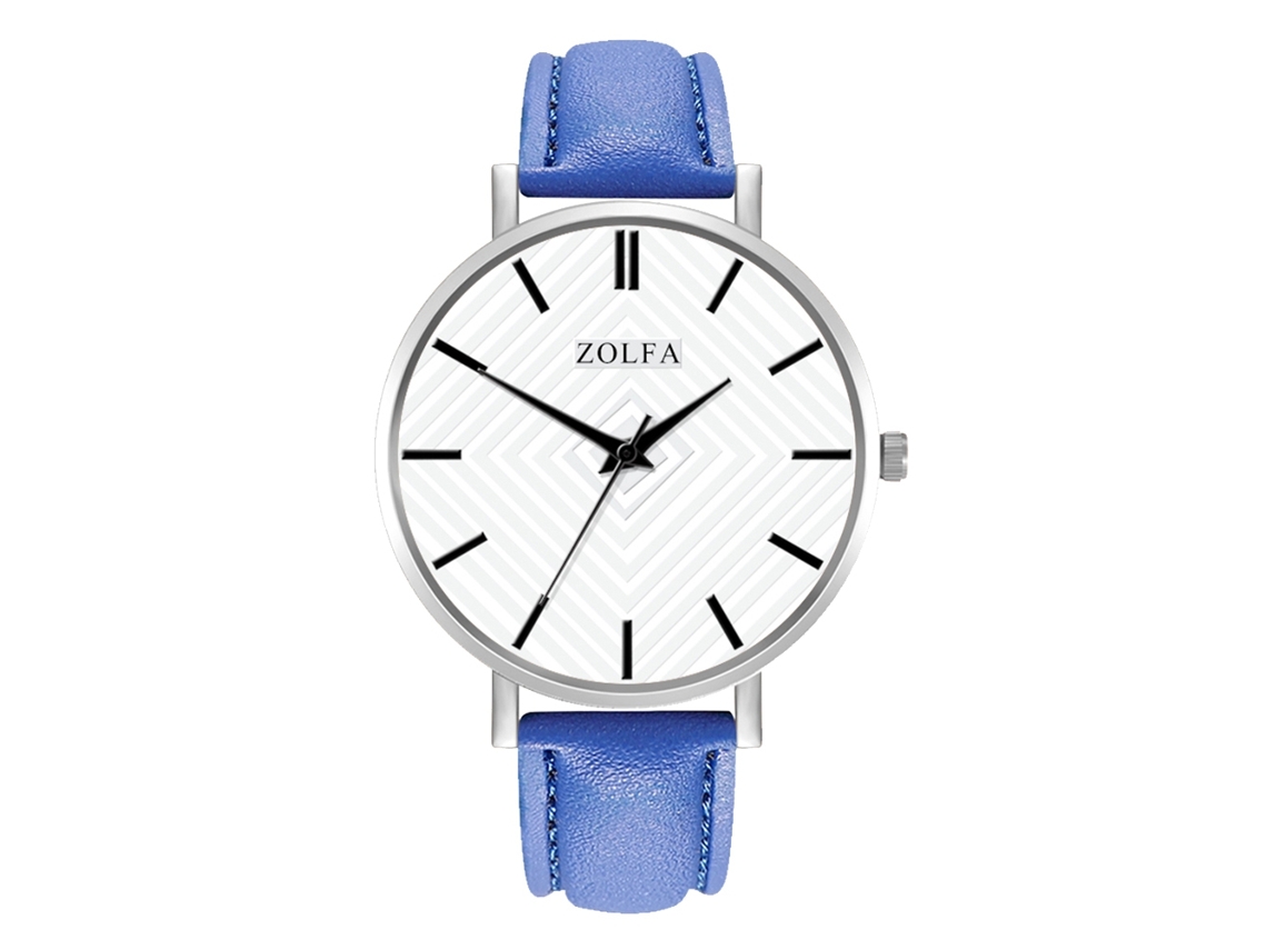 Relógio Feminino de Quartzo com Pulseira de Couro Pu Estilo Simples Zl67 yo (azul)