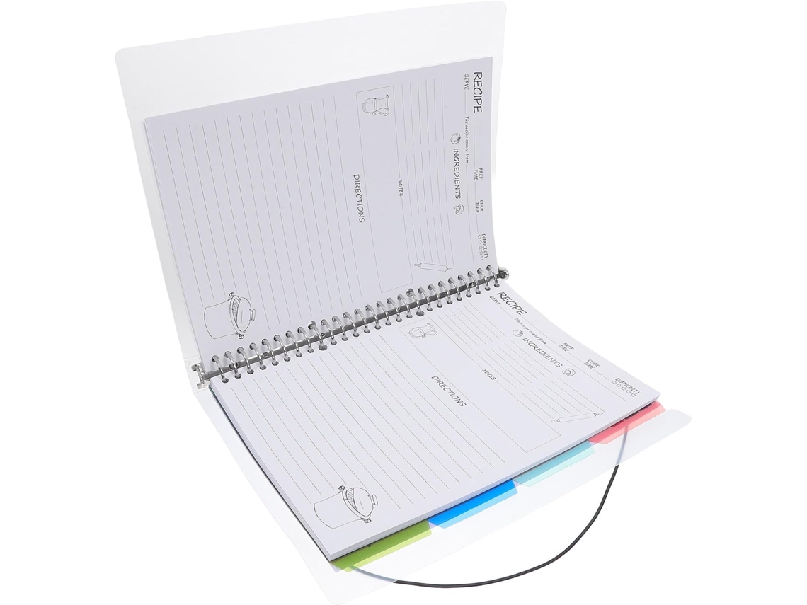 Caderno De Receitas De Cozinha Branco Com Capa De Plástico Rígido, Acessório Para Planejamento Diário