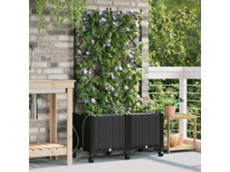 Vidaxl Jardineira Com Irrigação E Rodas 2 Unid. Preto 80 X 40 X 148 Cm