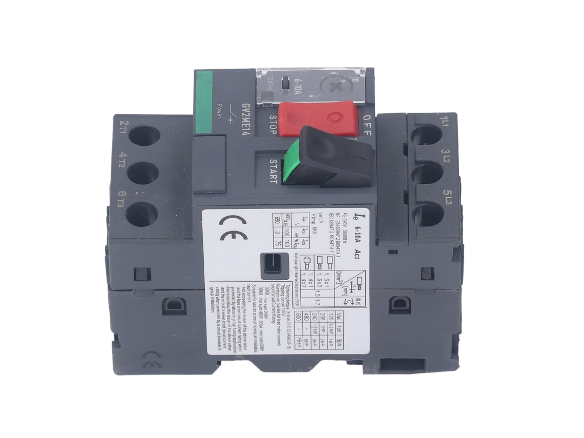 Disjuntor De Motor De Proteção Contra Sobrecarga Magnético Térmico Botón Manual Ac690v Gv2‑me14 6‑10a Rail Mount