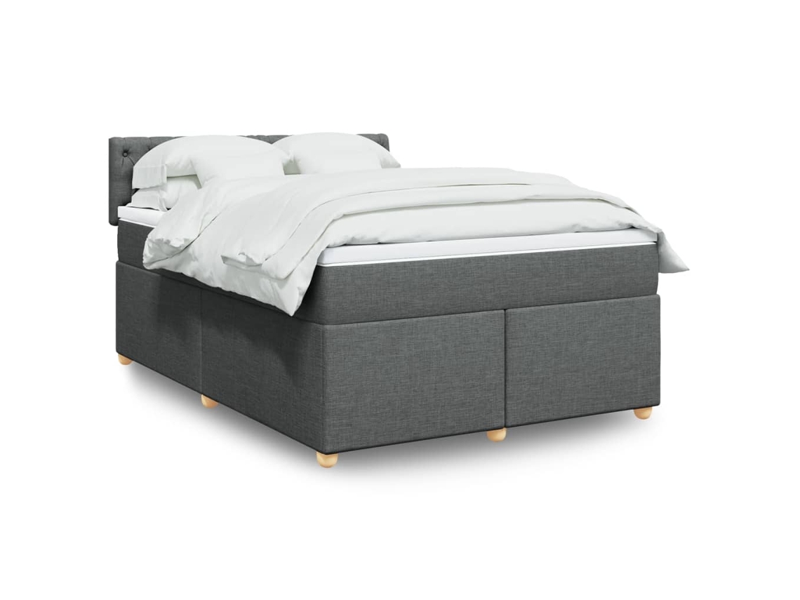 Cama Com Molas/colchão 140x190 Cm Tecido Cinzento-escuro
