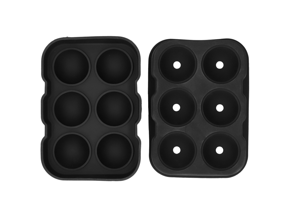Molde de Gelo de Silicone Preto 6 Cavidades para Cubos e Bolas de Gelo para Bar e Festas | S/MARCA