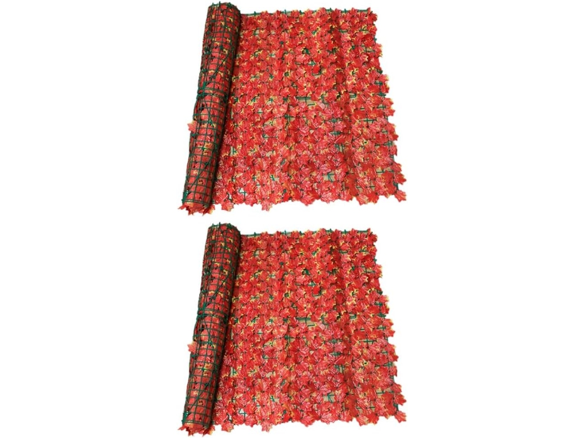 Tela De Cerca Simulando Bordo Vermelho, Decoração De Planta Verde, Folhas Artificiais, Decoração Par Gokoco
