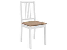 Cadeiras de Jantar com Almofadões 4 Pcs Madeira Maciça Branco MAISON EXCLUSIVE