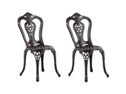 Conjunto De 2 Cadeiras De Jardim Beliani Bovino De Alumínio Castanho Escuro 43x53x90