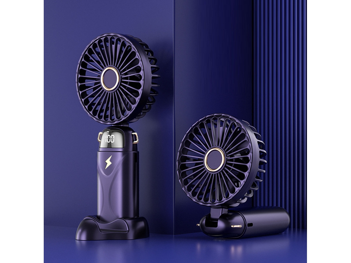 Ventilador de Mão Portátil Usb Recarregável 5 Velocidades Plegável