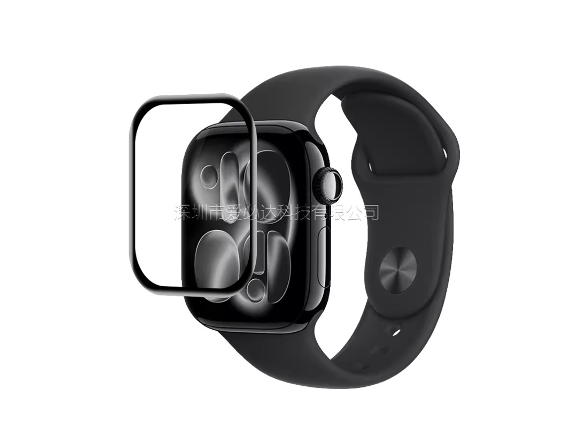 Para Protetores De Tela De Vidro Temperado.apple Watch Series 11 42mm, Lente Preta Curva 3d Sem Película