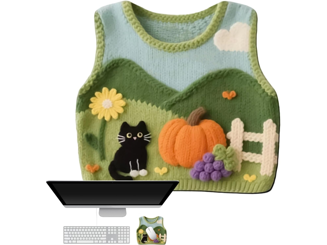 Mousepad Genérico Para Computador Com Estampa De Gato E Flor