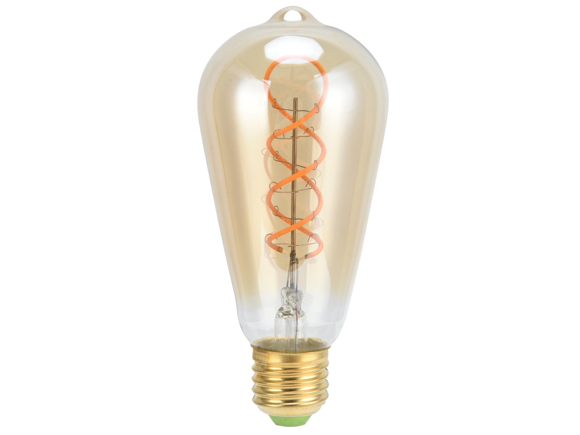 Lâmpada St64 E27 4w Vintage com Filamento de Espiral Dupla, Regulável, Luz Quente CHABERLU (dourada)