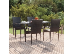 Vidaxl 5 Pcs Conjunto De Jantar P/ Jardim Vime Pe Preto