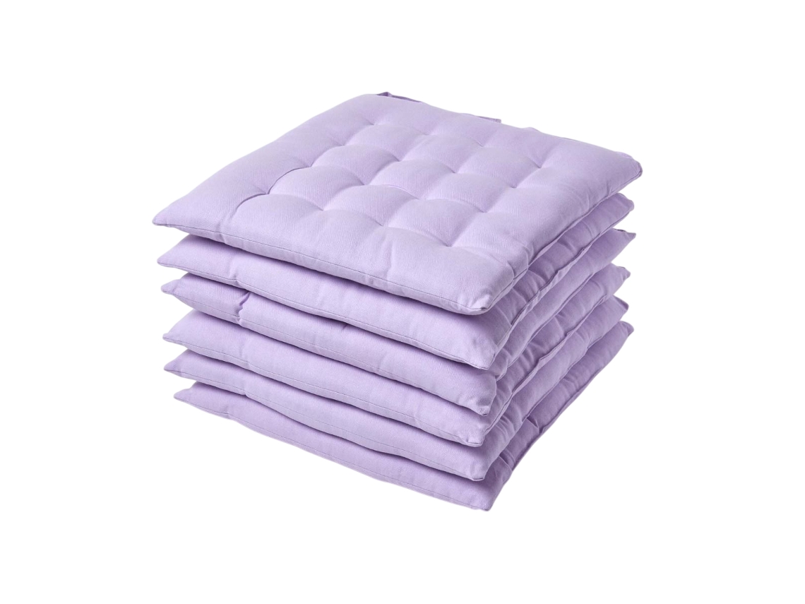 Homescapes Mauve Plain Seat Pad With Straps, Cotton, 40 X 40 Cm, Set Of 6