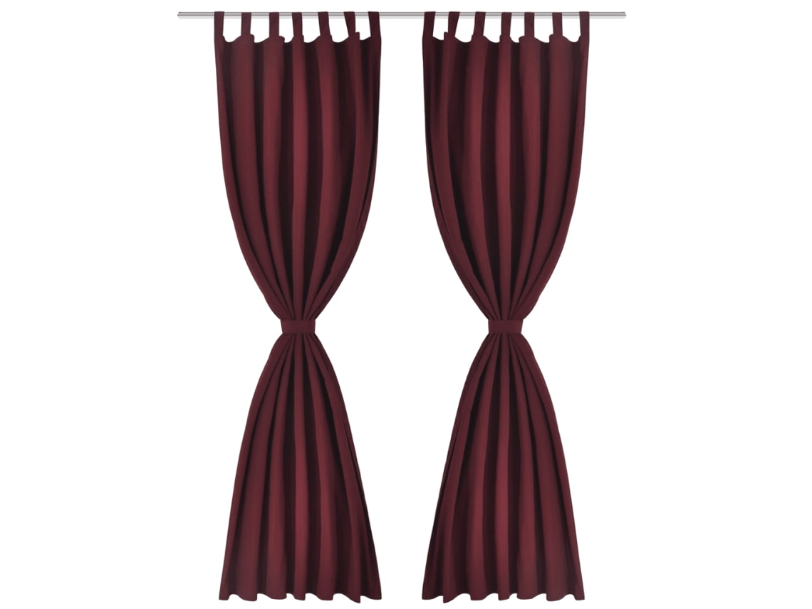 Maison Exclusive - Cortinas De Cetim Com Laços 2 Pcs 140 X 245 Cm Bordô
