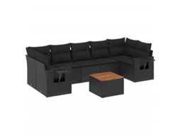 Maison Exclusive - 8 Pcs Conjunto Sofás De Jardim Com Almofadões Vime Pe Preto