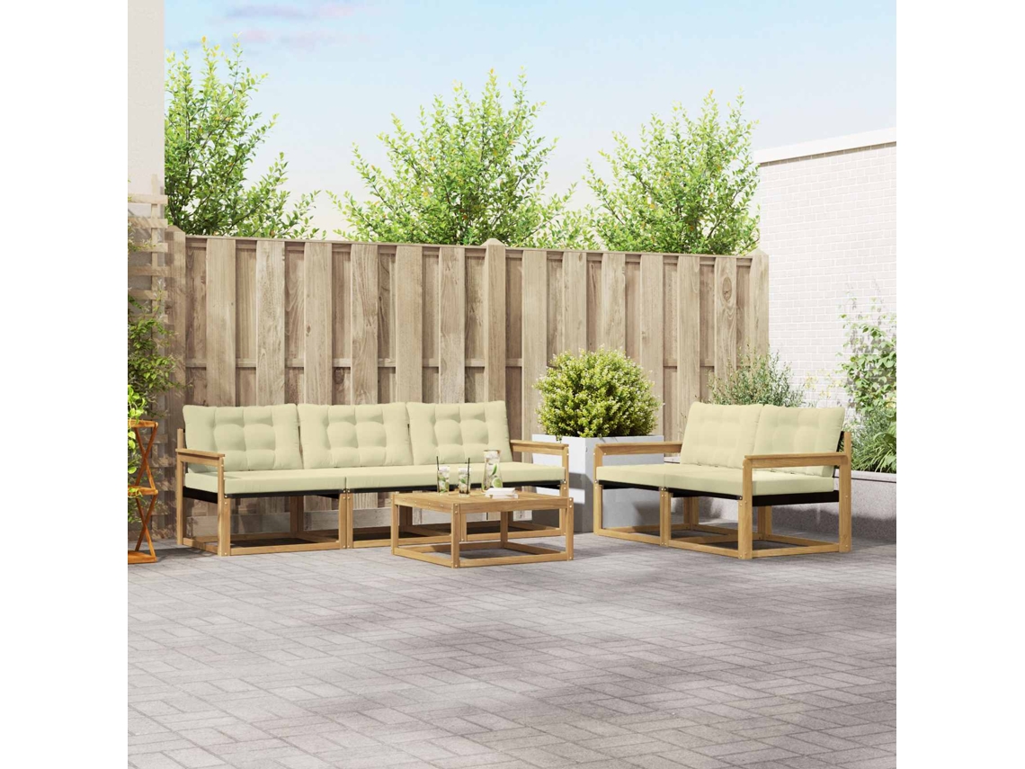 Vidaxl Conjunto De Sofás Para Exterior 6 Unid. Branco E Creme