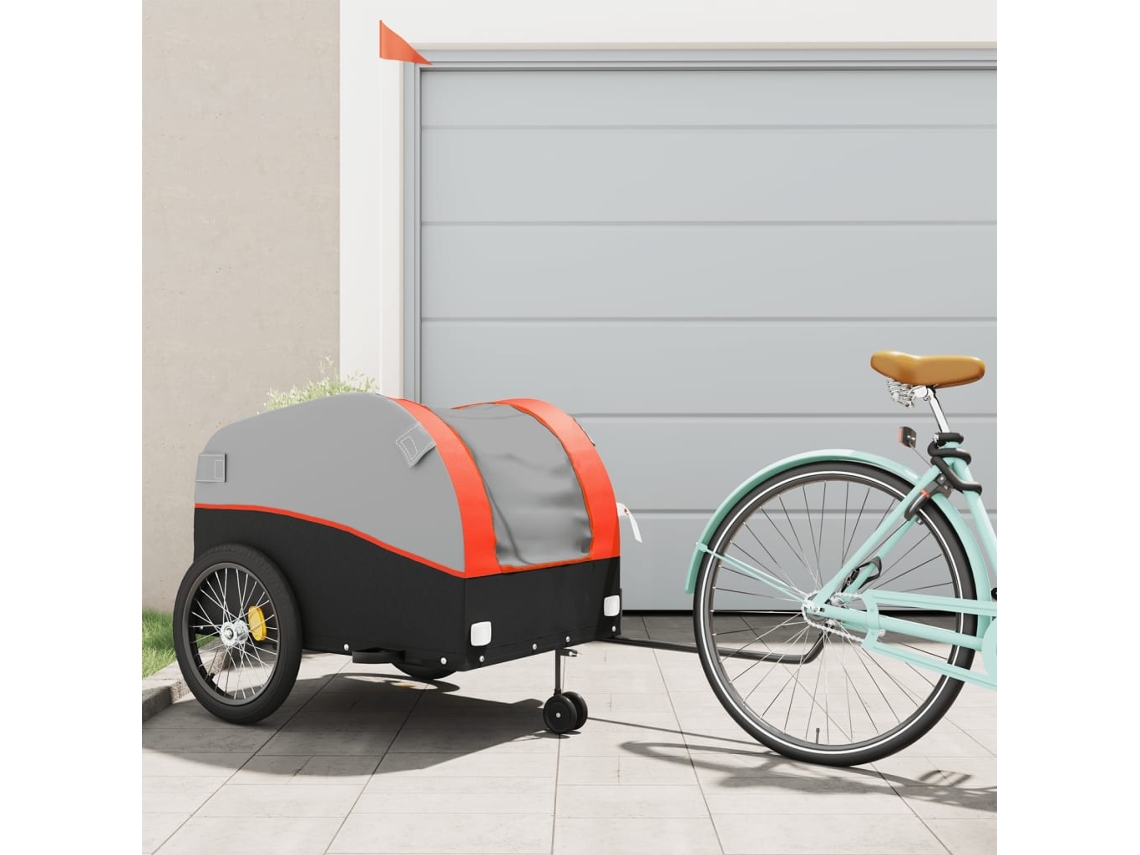 Vidaxl Reboque Para Bicicleta 45 Kg Ferro Preto E Laranja