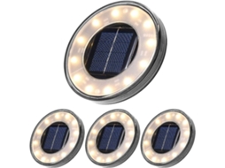 Omni lâmpada Solar de Piso 4 Pack, 12 Led Luz Exterior Impermeável Ip68, Iluminação Branca Quente para Jardim Pátio Caminho