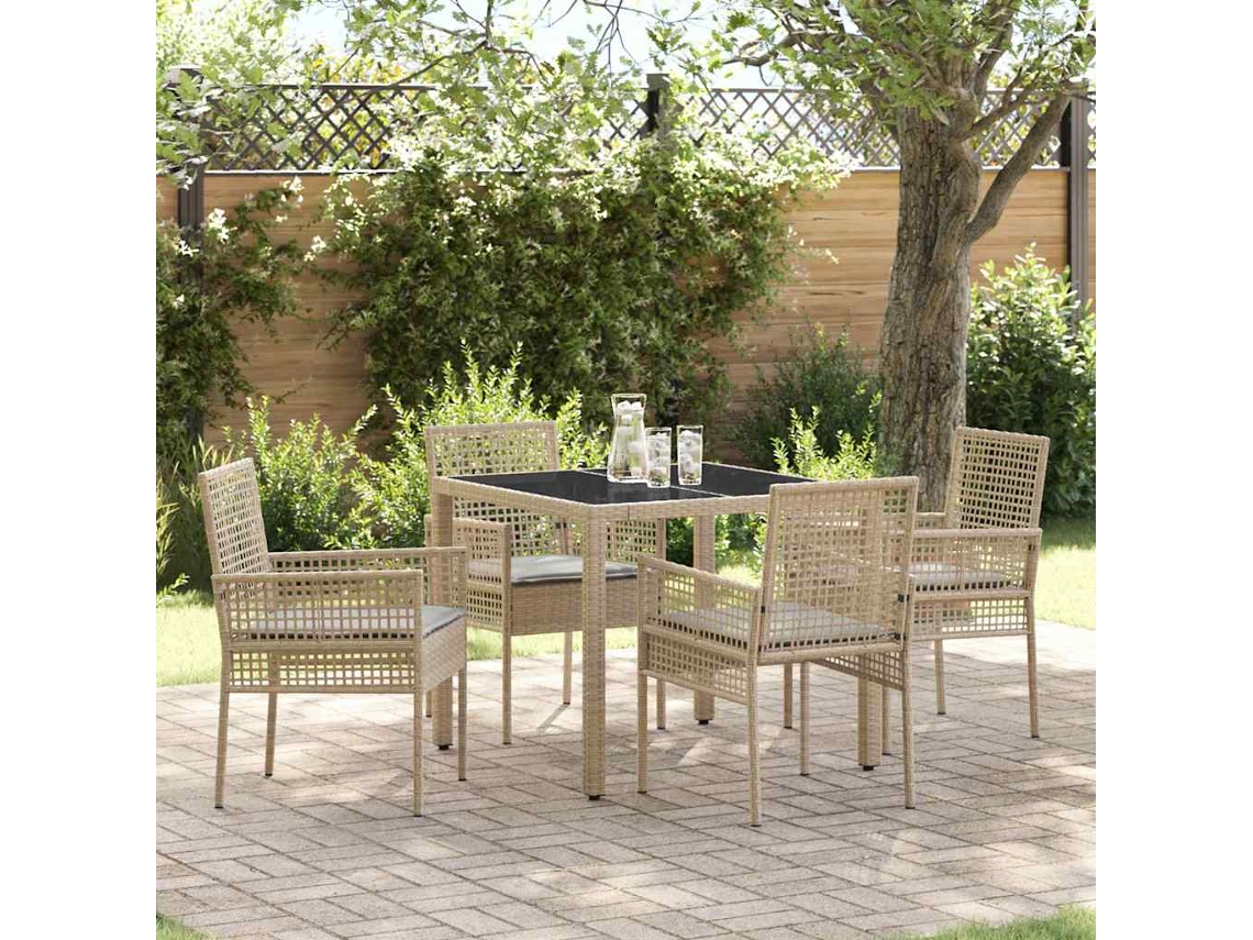 Vidaxl Conjunto De Jantar Para Jardim 5 Unid. Bege Vime Pe