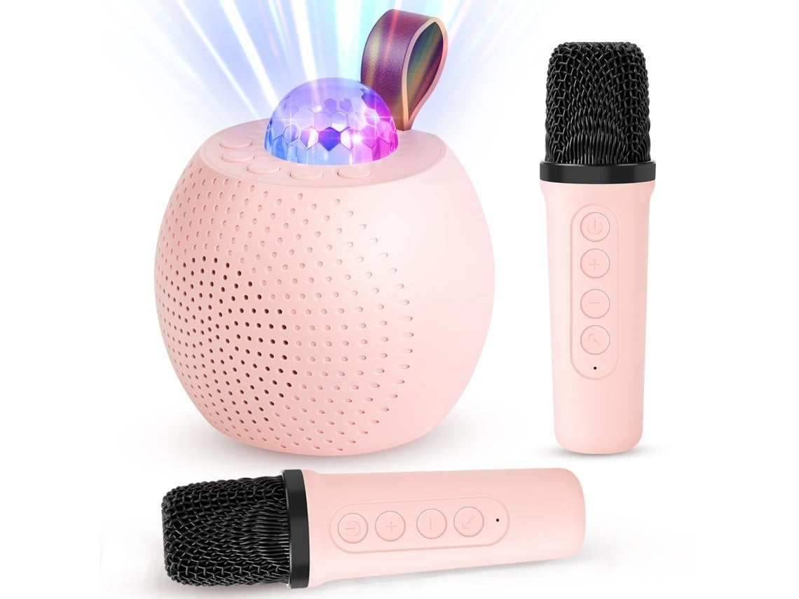 Mini Máquina De Karaokê Para Crianças E Adultos, Caixa De Som Bluetooth Com 2 Microfones Sem Fio, Caixa De Som Portátil Com Luzes Aquaforge