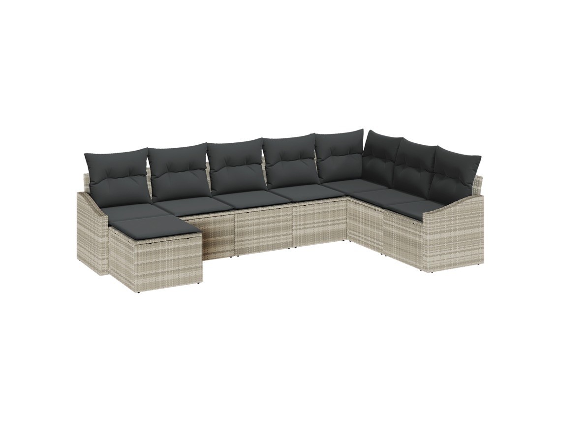 Conjunto 8 Conjunto De Sofá De Jardim Vidaxl Cinzento-claro Vime Pe (288,5 X 178,5 X 85 Cm)