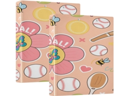 Pasta Escritório Com Estampa Floral De Coração Rosa 1 2 Polegada, Tema Gol De Beisebol, Três Argolas Com Bolsos