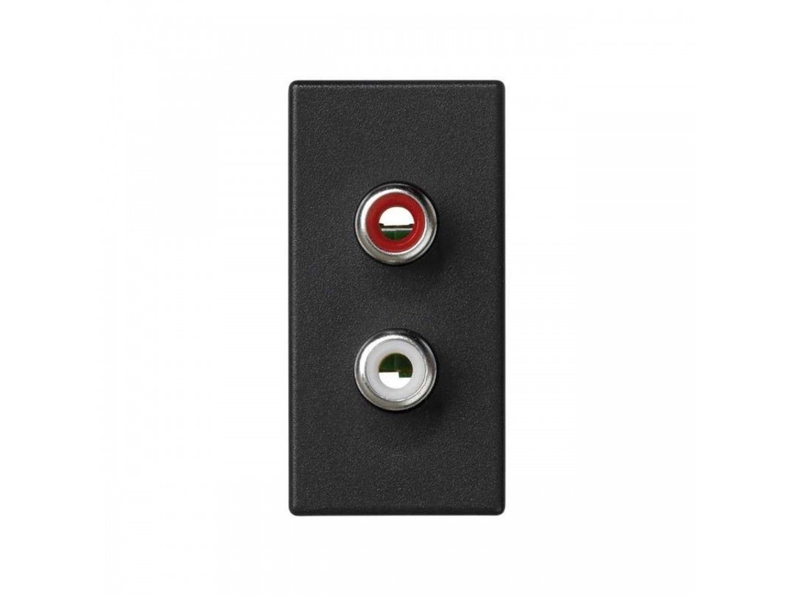 Placa De Meio Mecanismo K45 Com 2 Conectores Rca Cinza Grafite Simon K101b/14