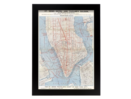 Cartazes Geográficos De NACNIC Em Estilo Vintage Mapa De Manhattan De 1879 Ilustrações De Mapamundis Antigos A4 Com Estrutura De Cor De Madeira