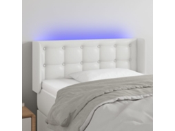Cabecero de piel sintética con LED 83x16x78/88 cm Blanco