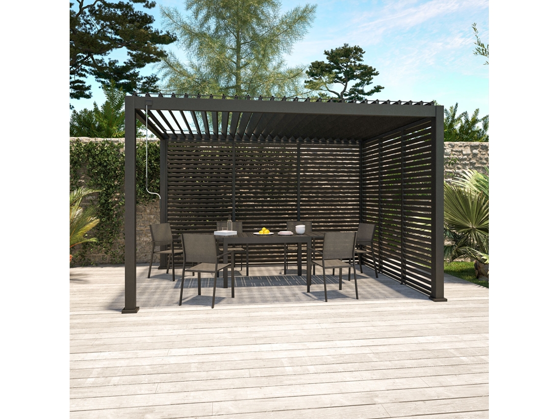 Pérgola Bioclimática De Alumínio 3x4 3 Persianas De 130cm, Antracite Sweeek