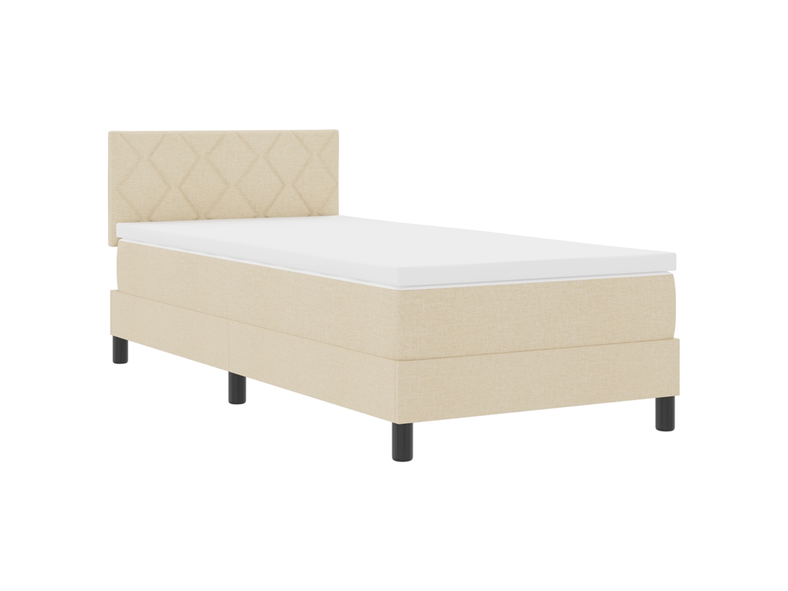 Cama Bospring Com Colchão & Luz Led Bege Tecido Vidaxl Bege Fabric (100x200 Cm)