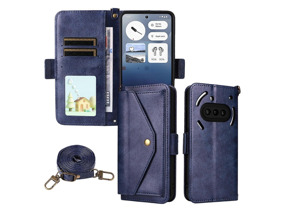 Capa Transversal Para Celular Em Couro Bovino Com Vários Compartimentos Para Cartões Para O Modelo Nothing Phone 3a