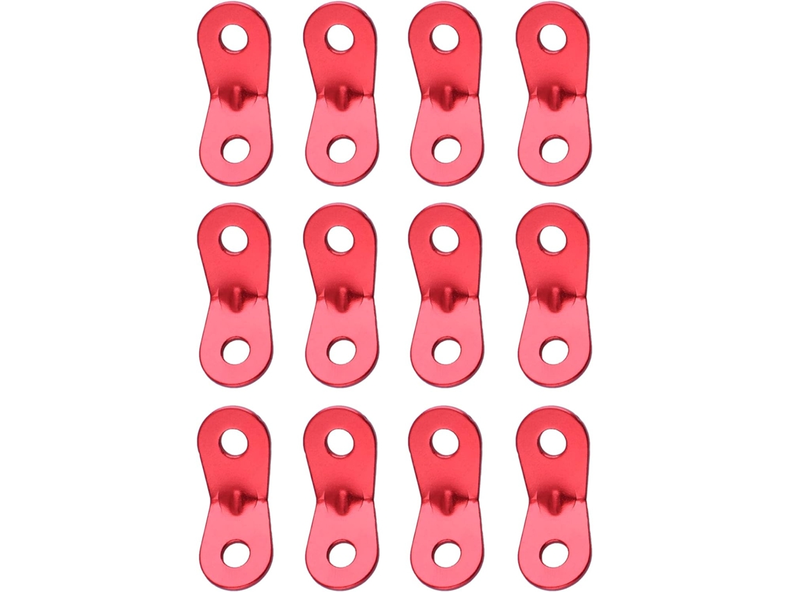 Tensor de Corda Alumínio para Camping AQUAFORGE (vermelho, 2 Furos Pacote com 12 Unidades)