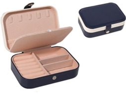Caixa de Joias Modelo 2671 Organizador de Joias, Caixa de Armazenamento para Pulseira, Colar, Anel, Caixa, Dupla Camada, Caixa de Joias Feminina (azul)