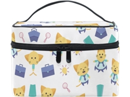 Bolsa Organizadora MARCA de Cosméticos com Estampa de Gatinhos em Tecido com Zíper para Viagens