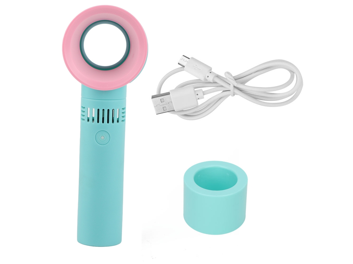 Portable Mini Usb Rechargeable Bladeless Hand Held Fan Blue