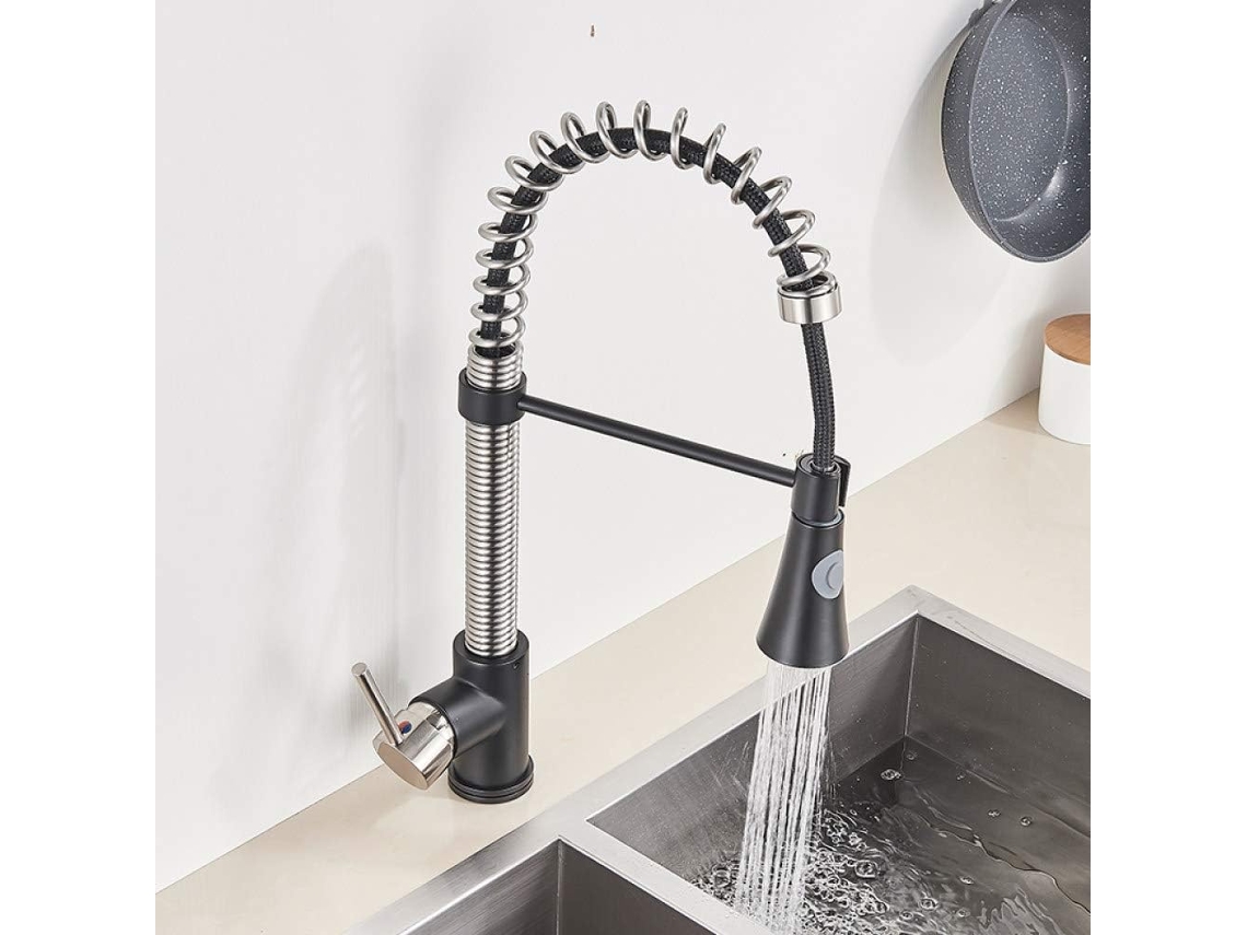 Torneira De Cozinha Com Sensor De Toque, Acabamento Preto Escovado, Torneira Misturadora Giratória Com Bico Extensível