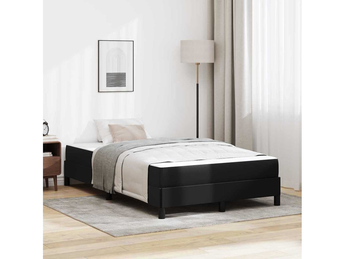 Vidaxl Estrutura Da Cama Com Colchão Preto 120 X 200 Cm Tecido