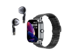 Fones de ouvido Bluetooth D8 Pro 2 em 1 TWS com monitoramento de saúde, chamadas Bluetooth, relógio inteligente com cinto de aço para bicicleta elétrica Ly