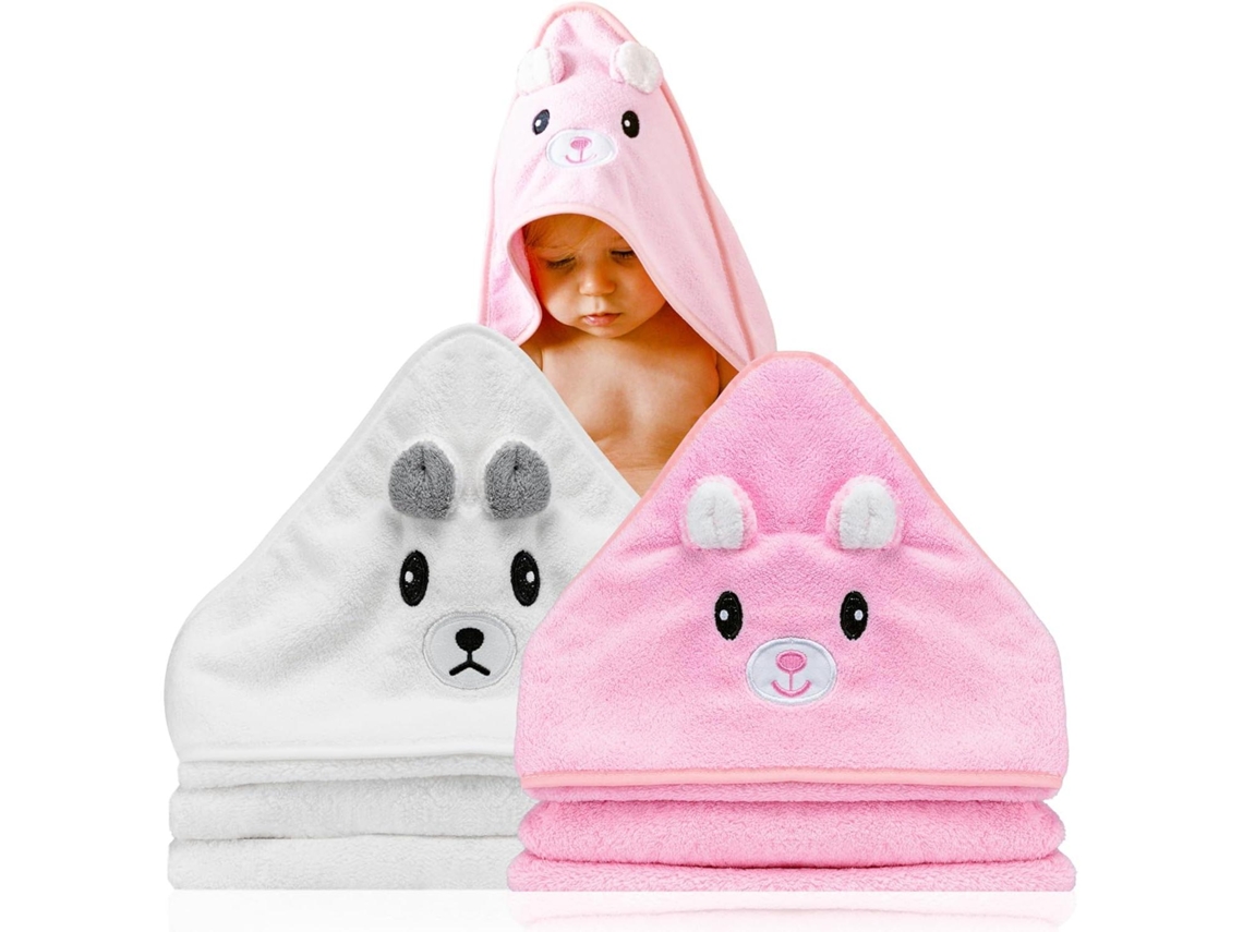 (branco Rosa 2pcs Embalado 80cmx80cm) Toalha De Banho De Bebê Com Padrão Animal