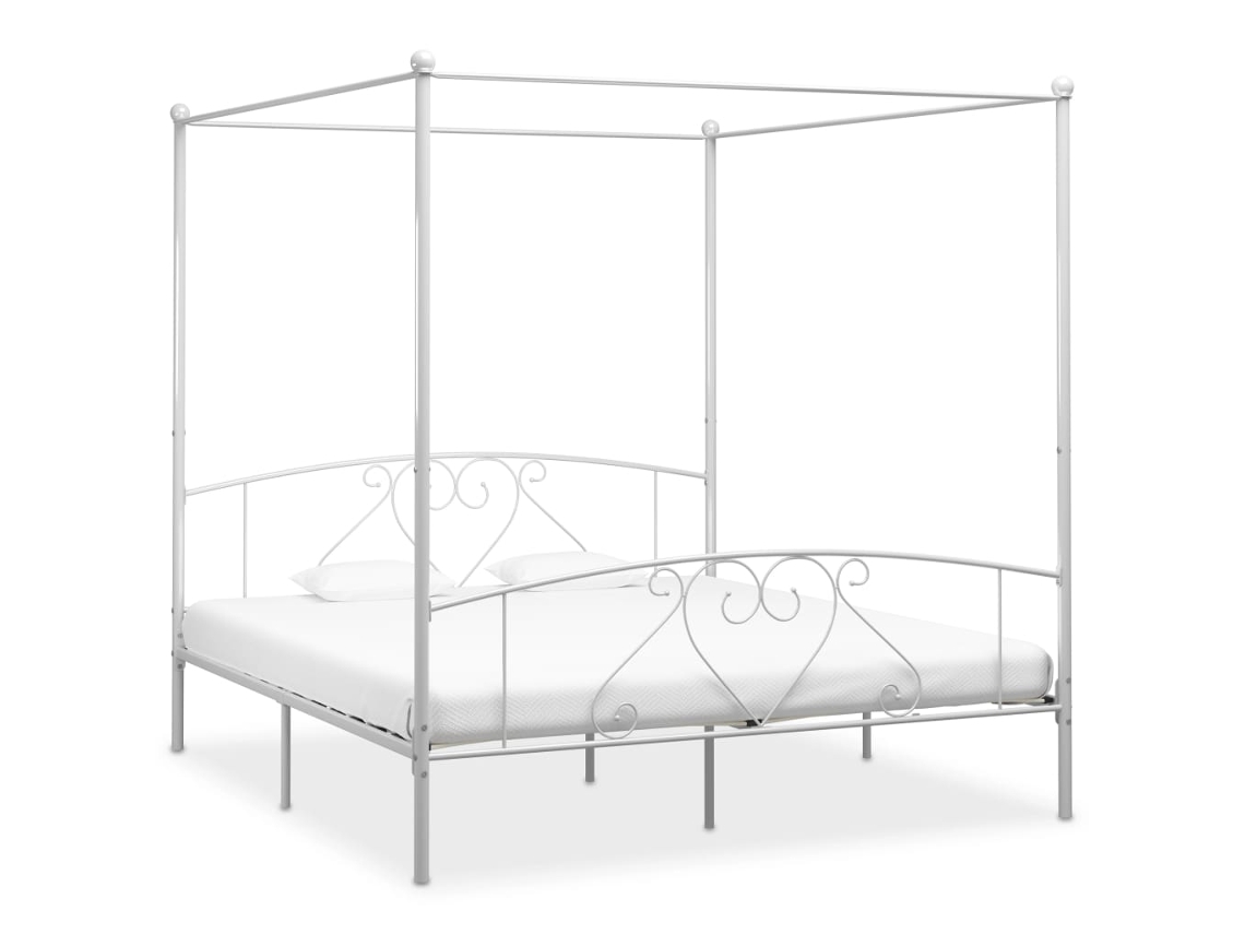Bed Frame, Bed Frames Vidaxl Branco Metal (180 X 200 Cm)