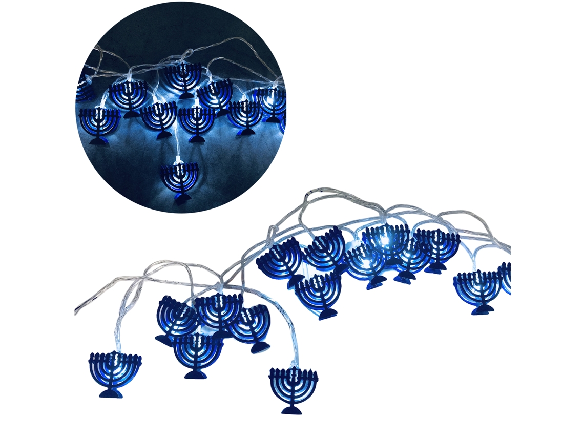 Luzes De Led Para Hanukkah 3m 20 Luminárias 9 Velas A Pilhas
