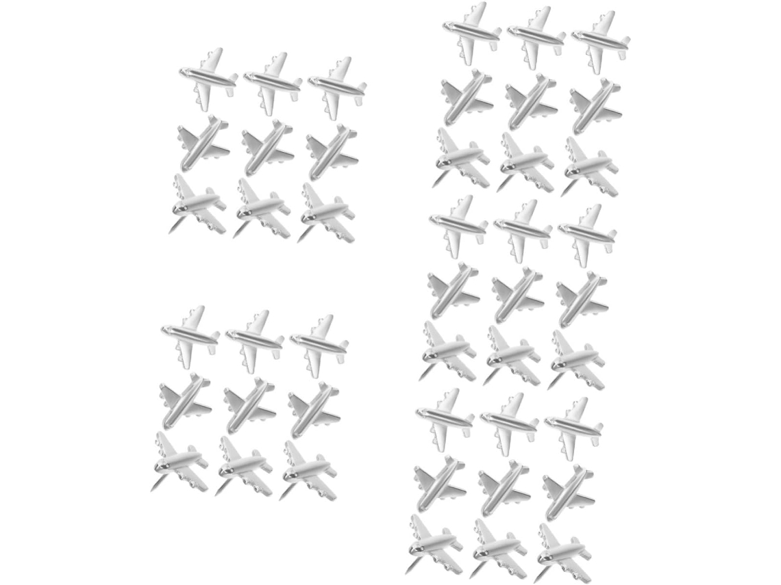Conjunto De 60 Tachinhas E Alfinetes Em Formato Avião, Ideais Para
