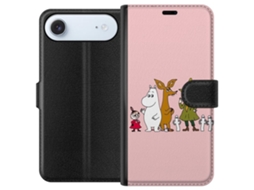 Capa Carteira Compatível Com Apple Iphone Air. Várias Figuras Juntas Em Um Fundo Rosa.