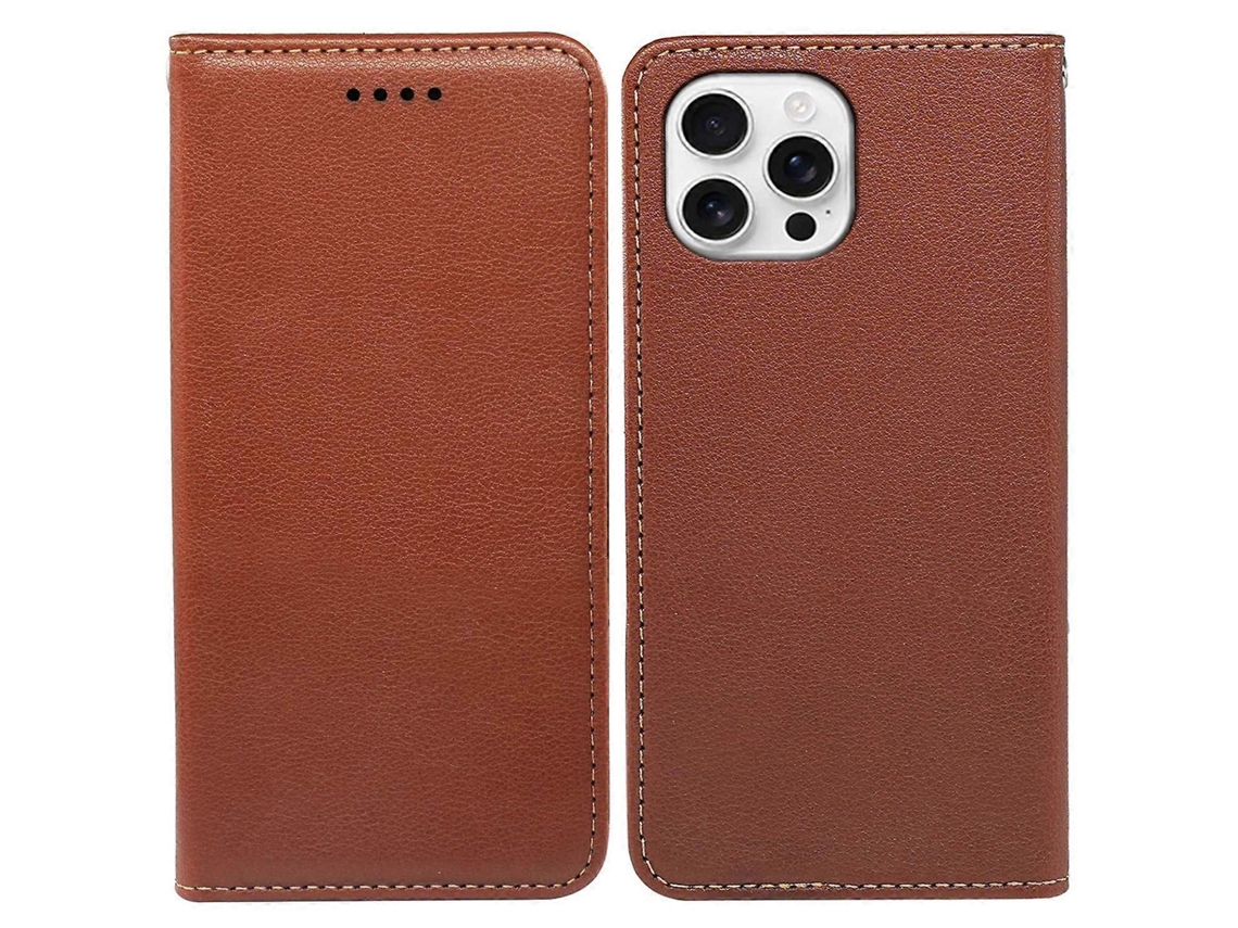 Capa Tipo Carteira Para Iphone 15 Pro Com Bloqueio Rfid E Fecho Magnético Forte