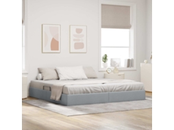 Vidaxl Estrutura De Cama Ottoman Cinzento-claro 200 X 200 Cm Tecido