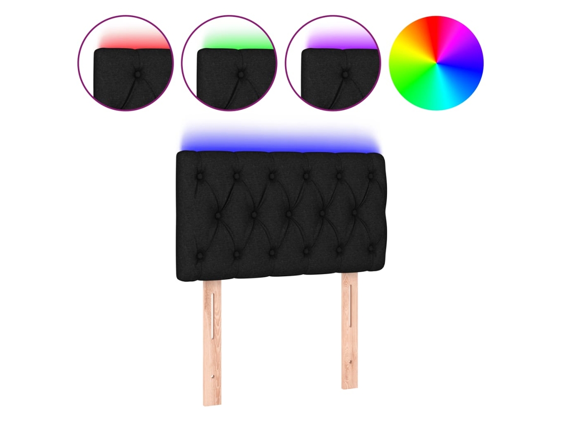 Led Headboard, Led Headboards Vidaxl Preto Tecido (80 X 7 X 78/88 Cm)