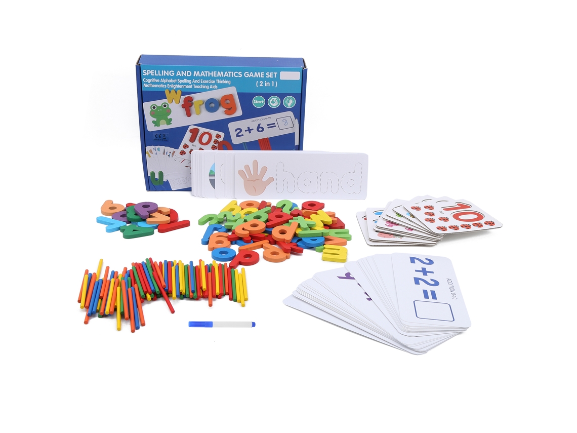 Primerox brinquedo Educativo de Letras e Números em Madeira com Cartões de Palavras e Sensorial Anti estresse
