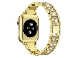 Bracelete para Apple Watch 38/40/41/42mm aço inoxidável com joias de diamante dourada XIAOMOYU