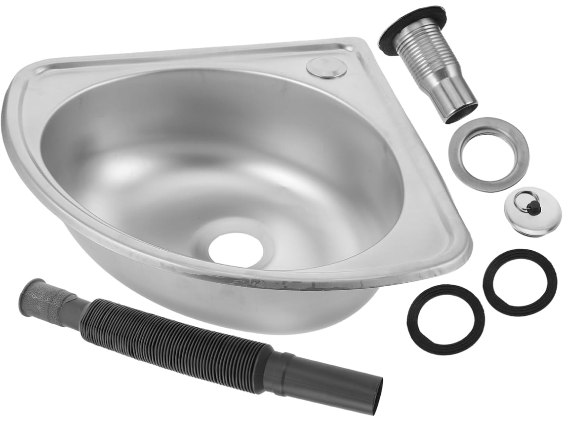 Pia de Aço Inoxidável Pequena para Autocaravana, com Cuba Única, Conjunto Compacto Sem Acessórios. SFUSHOS