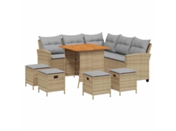 Conjunto de 6 Sofás de Jardim com Almofadões em Vime Bege MAISON EXCLUSIVE