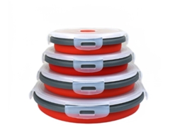 Conjunto De 4 Lancheiras Dobráveis ​​de Silicone Redondas Para Micro Ondas Aquaforge